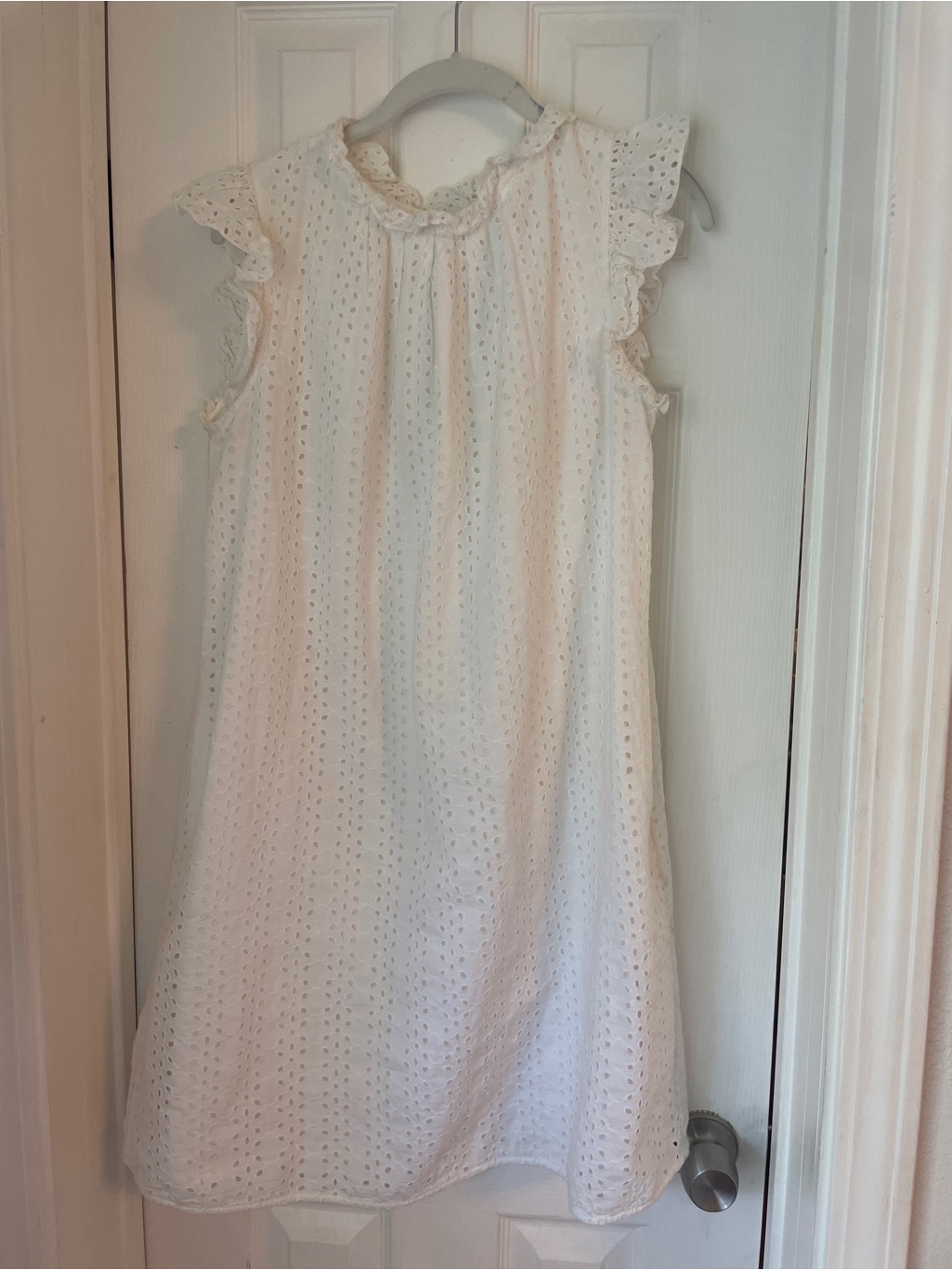 Ann Mashburn White Eyelet Ruffle-Neck Top